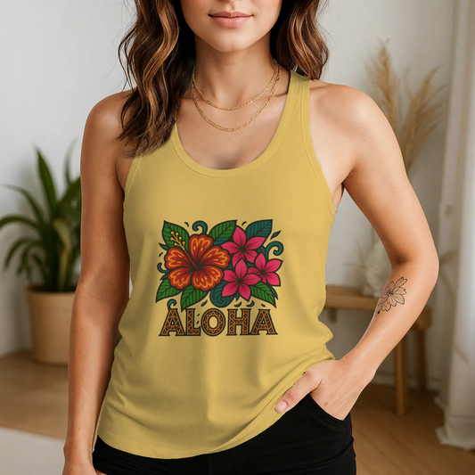 Women's Aloha Flowers Racerback Tank