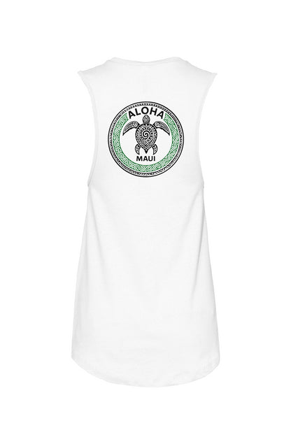 Women's Tribal Turtle Green and Black Tank