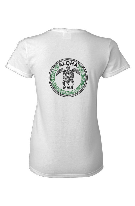 Women's Tribal Turtle Green and Black Cotton T-Shirt