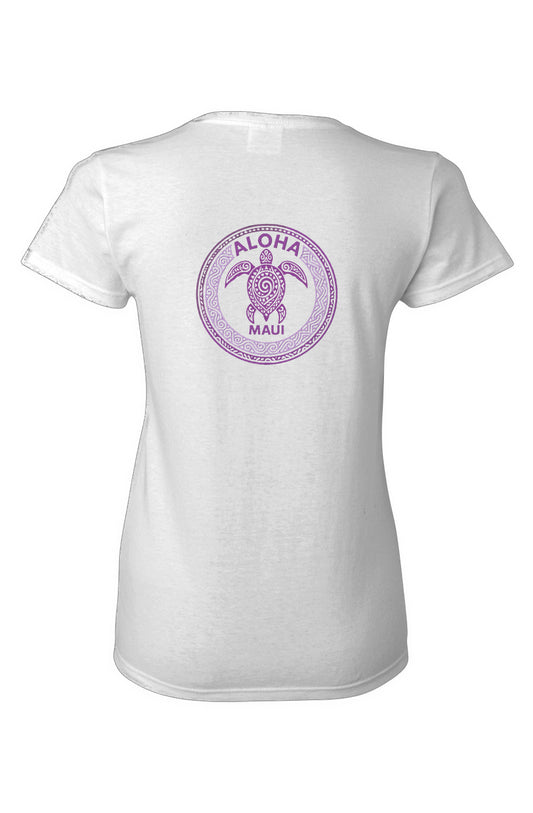 Women's Tribal Turtle Purple and Pink Cotton T-Shirt