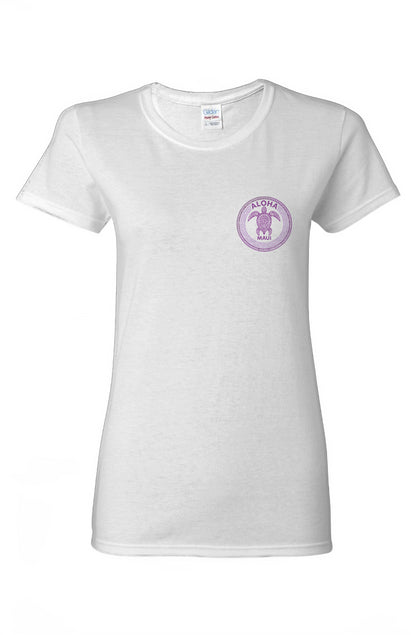 Women's Tribal Turtle Pink and White Cotton T-Shirt