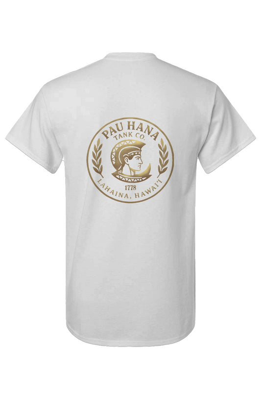 Pau Hana Gold on White Cotton T-Shirt