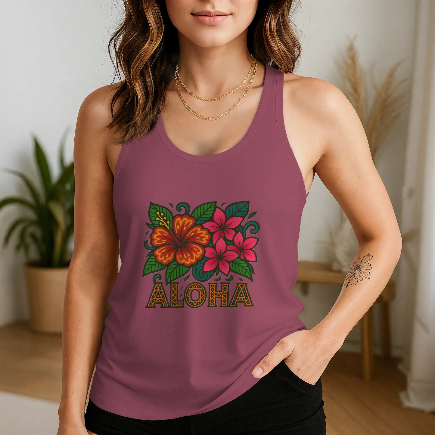 Women's Aloha Flowers Racerback Tank