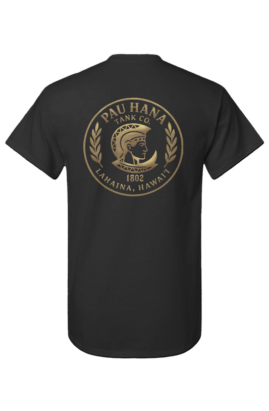 Unisex Pau Hana Corp Logo on Dark Cotton T-Shirt