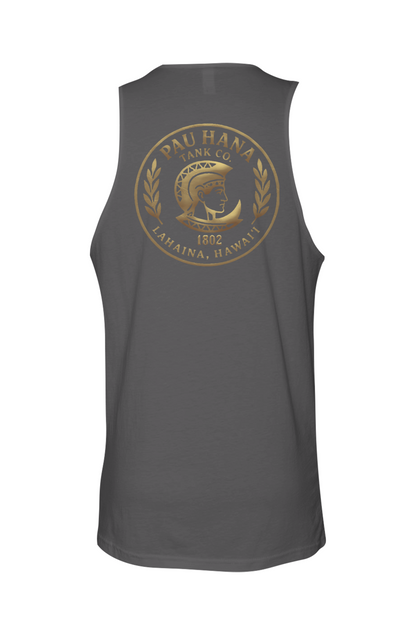 Men's Pau Hana Gold Metal Corp Logo on Cotton Tank top